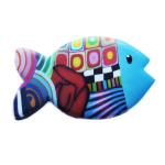 Les Tr&eacute;sors De Lily [R6417] - Broche artisanale 'Colombine & Arlequin' bleu multicolore (poisson) - 45x30 mm