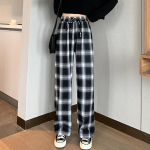 DX &ndash; juodos ir baltos moteri&scaron;kos kelnės;s pavasario ir rudens naujos auk&scaron;to juosmens laisvos tiesios laisvalaikio kelnės, plačios kelnės