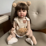 BZDOLL Atgimęs Kūdikis Visas Silikoninis Kūnas Rudų Plaukų Mergaitė Lėlė Žaislas 55 CM 22 Coliai Tikrovi&scaron;kas Realisti&scaron;kas Princesė Mažylis Bebe