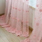 Siuvinėtos nėriniuotos užuolaidos miegamajam, permatomos, eleganti&scaron;kos organzos, gėlių ra&scaron;to, subtilus prancūzi&scaron;ko lango apmualas Tenda 150*270CM 1PCS