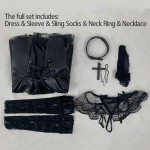 Death Note Cosplay kostiumas Misa Amane dirbtinė oda Seksuali suknelė + Kaklo papuo&scaron;alai + kojinės + karoliai Uniform apranga Helovino perukas S