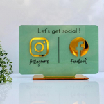 Stalinis ženklas Sekite mus Instagram Akrilinė socialinės žiniasklaidos ženklo ekspozicija Rėmeliai įmonei Kasininko stalinis ženklas Vakarėlio dekoras