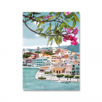 Gėlių augalai Kelionės Graikija Plakatas Jūrinė drobė Tapyba Gėlių augalai Meno spaudinys &Scaron;iaurės &scaron;alių paplūdimio freska Svetainės namų dekoras 21X30cm No Frame