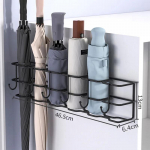 Skėčių laikiklis Skėčių lentynos laikymo kabliukai Skėčių lentynos Padėkite skėčių lentynas be perforacijos Buitinė durų anga Pakabinamas ant sienos 6 Storage Racks juoda