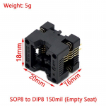SOIC8 SOP8 į DIP8 plataus korpuso sėdynė, plati 150/200 mil programuotojo adapterio lizdas mėlynas SA602 IC bandymo konversijos degiklis