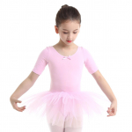 Baleto suknelė vaikams pusiau rankovėmis medvilniniai &scaron;okiai baleto suknele, triko, mergaičių gimnastika &scaron;okių drabužiai balerinos vakarėlio kostiumai 3-4 Years rožinė