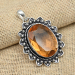 Morganito brangakmenis 925 prabos sidabras rankų darbo pakabukas papuo&scaron;alas subtili dovana jai 2.04 Inches oranžinė