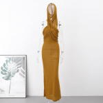 Suknelė su gobtuvu Seksuali, siaura, ilgos, moteri&scaron;kos suknelės be nugarų 2023 m. Eleganti&scaron;kas apvalkalas &bdquo;Maxi Vestido&ldquo; apvaliu kaklu auk&scaron;tu juosmeniu, plonai priglundanti vientisa suknelė