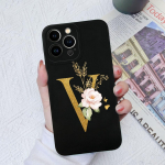 Apple iPhone 13 14 15 Pro Max X XS XR SE telefono dėklo dangtelis skystas mink&scaron;tas matinis silikonas, atsparus smūgiams, gėlių raidės iPhone korpuso buferiui iPhone SE