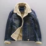 &bdquo;Jean Jacket&ldquo; Vyri&scaron;ki stori gatvės drabužiai Džinsinės &bdquo;Bomber&ldquo; striukės, paltai, vyri&scaron;ki vintažiniai mėlyni vyri&scaron;ki vir&scaron;utiniai drabužiai, plius aksominė, vienvėrė XXXL