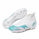 33-45 Vyri&scaron;ki auk&scaron;takulniai futbolo batai su kojine, jaunimo sportiniai batai, futbolo treniruočių batai, meninis makiažas, veja, vaiki&scaron;ki futbolo batai 45 žalsvai mėlyna