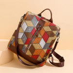 Yogodlns Apsaugos nuo vagystės vandeniui atsparus PU odinis moterų kuprinė Moteri&scaron;kas kelioninis krep&scaron;ys Kasdienis mokyklinis krep&scaron;ys paauglėms merginoms su daug ki&scaron;enių 30x16x30cm ruda/raudona