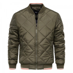 Rudens ir žiemos vyrų stovo apykaklė Medvilninė striukė Tvirta laisvalaikio medvilninė striukė užtrauktuku Medvilninė striukė vyrams XXXL armijos žalia spalva