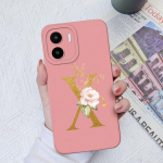 Skirta Xiaomi Redmi A1+ A2+ Plus 10C 12C 11A 9A 8A Pro dėklo galinis dangtelis Matinis smūgiams atsparus mink&scaron;tas silikoninis kvadratinis Telefono krep&scaron;iai Gėlių raidės, skirtos Redmi buferiui Redmi 10A