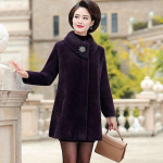 Mamos rudens ir žiemos drabužiai sustorintas &scaron;iltas paltas, didelis moteri&scaron;kas vidutinio ilgio audinės vilnos paltas 3XL