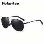 PolarAce Unisex Metallic Polarized Fashion Outdoor Travel UV Apsauginiai vairavimo akiniai nuo saulės, UV400 juoda