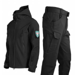 Lauko ryklio odos &scaron;iltas kostiumas, vyri&scaron;kas ir moteri&scaron;kas vilnos pamu&scaron;alas, stori drabužiai rudens ir žiemos Soft Shell plius dydžio striukė S juoda