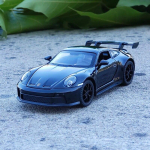 1:32 &bdquo;Porsche 911 GT3 Supercar&ldquo; lydinio automobilio modelis, metalinis žaislinis automobilio garsas ir lengvas berniukas, žaislas, kolekcionuojamas dovana juoda