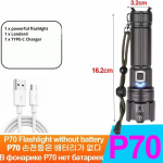 8800 metrų LED žibintuvėlis įkraunamas C TYPE-C TIPO Galingas taktinis blykstės žibintas, priartinamas medžioklės žibintas, vandeniui atsparus rankinis žibintas