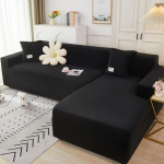 Elastingi sofos užvalkalai Chaise Longue svetainei Aksominis kampinis fotelis Elastinga pagalvėlė Sofa Baldai 1seat 90-140cm-1pc juoda
