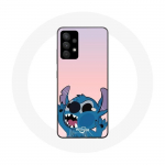 Dėklas Samsung Galaxy A13 4G / A13 4G Lite Stitch su pakelta nosimi rožiniame fone