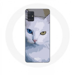 Coque pour Samsung Galaxy A51 5G Turc de van Chat oeil bleu et oeil jaune