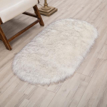 Ovalios imitacijos vilnos kilimai Mink&scaron;ti pliu&scaron;iniai pūkuoti dirbtiniai avikailiai Kilimėliai Pūkuota mergina Miegamasis prie lovos Namų dekoravimas Balto kailio kilimėliai 50x120cm 19x47inch