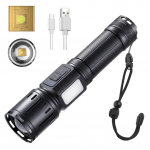 Galingas LED žibintuvėlis USB įkraunamas blykstės žibintas priartinantis taktinis žibintas ilgo &scaron;ūvio žibintuvėlis, skirtas stovyklavimui lauke