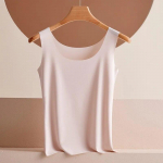 Vasariniai ploni, besiūliai lediniai &scaron;ilko vir&scaron;utiniai apatiniai moteri&scaron;ki ploni drabužiai, be rankovių, laisvalaikio dėklai &bdquo;Camis Solid Office&ldquo; moteri&scaron;kos liemenės 30755 XXL