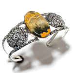 Natūralaus kamanės jaspio brangakmenio 925 sidabro rankogalių apyrankė. k9O23