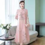 Cheongsam suknelė Vasarinė siuvinėta ilga suknelė Etninis vėjas Didelio dydžio moteri&scaron;kos mados eleganti&scaron;kos suknelės