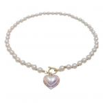 Pearl Choker karoliai Moteri&scaron;ki Dirbtiniai perlai Love Heart raktikaulio grandinė Megztinis karoliai Madingi aksesuarai bet kokiai progai balta