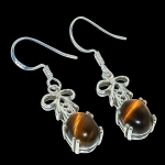 Natūralus tigro akies brangakmenis 925 prabos sidabras dovana auskaras 1.50 z6e80