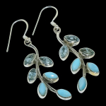 Naturalus Republic Larimar Brangakmenis Rankų darbo 925 Prabuotas Sidabro Auskaras 1,75 V7P35