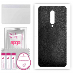apgo Protective Skin Sticker for the back compatible with OnePlus 7 Pro 5G, Wrap Film, Foil, Vinyl - Pattern Black Leather
