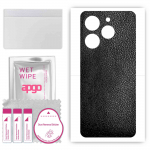 apgo Protective Skin Sticker for the back compatible with Tecno Spark 10 Pro, Wrap Film, Foil, Vinyl - Pattern Black Leather