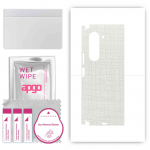 apgo Protective Skin Sticker for the back+sides compatible with Samsung W24, Full Wrap Film, Foil, Vinyl - Pattern White Fabric