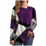 Moteri&scaron;ki ploni geometrinio kontrasto palaidi megztiniai su prancūzi&scaron;ko ka&scaron;myro ilgomis rankovėmis M mėlyna