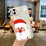 Skaidrus dėklas Apple iPhone 14 11 13 12 Pro 7 8 Plus XR X XS Max 6 6S 13Pro silikoninis telefono dangtelis Sniego senis Kalėdos iPhone 14