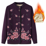 &Scaron;ilti rūbai pagyvenusiems žmonėms plius aksomas storinantis Vidutinio amžiaus ir pagyvenusių žmonių žieminiai drabužiai Moteri&scaron;kas paltas Mamos apatinių komplektas Močiutės megztinis XXXXL tamsiai violetine spalva