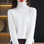 Moteri&scaron;kas golfas, Qinghe ka&scaron;myras, 30% ka&scaron;myras 70% vilna, žieminis megztas puloveris rudeninis megztinis ka&scaron;myro megztinis L balta