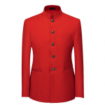 Vyri&scaron;kas vientisos spalvos stovo apykaklės kostiumas kini&scaron;kas Slim Fit &scaron;varkas Vyri&scaron;kas Zhongshan kostiumas Striukė Kini&scaron;kas tunikos kostiumas vientisas 7XL raudona