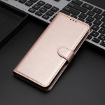 Magnetinis atverčiamas dangtelis su 3 kortelių lizdais nuotraukų rėmeliu ir grynųjų pinigų ki&scaron;eniniu PU odiniu piniginės dėklu, skirtu iPhone Samsung Xiaomi Redmi OPPO VIVO VIVO Y21/Y21S/Y33S 4G rožinio aukso spalvos