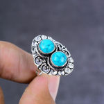Natural Turquoise Gemstone Handmade 925 Sterling Silver Jewelry Ring Size 6 i6s75