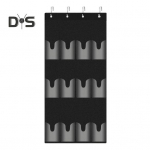 Gėrimų butelių laikiklis puodeliui 12 ki&scaron;enių didelės talpos organizatorius su 4 kabliukais ne&scaron;iojamas sulankstomas pakabinamas krep&scaron;ys durims, virtuvės spintelėms, sandėliukui, miegamajam juoda