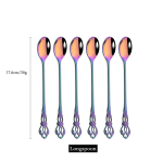 6 vnt/24 vnt Rainbow vakarieti&scaron;kų indų nerūdijančio plieno stalo įrankių rinkinys peilis &scaron;akutė Kavos &scaron;auk&scaron;telis stalo reikmenų rinkinys su prabangiu laikymo lentynu 6pcs-dessert fork