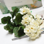 Dirbtinės pelargonijos Raudonos rožinės gėlės Augalas Dirbtiniai augalai Dirbtinė gėlė balta