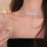 Bowknot Pearl Pendant Kaklo papuo&scaron;alas Punk Blizganti raktikaulio grandinė moterims Merginoms Y2K Vakarėlis Papuo&scaron;alai Priedai Dovanos