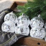 6 vnt. Skaidrūs sniego kalėdiniai rutuliukai pakabukai Kalėdų eglutei papuo&scaron;ti Skaidrūs niekučiai Kabantys papuo&scaron;alai Kalėdų Navidad A