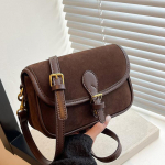 Yogodlns Winter Vintage Moterų Crossbody Krep&scaron;iai Madingi Dirbtinės zom&scaron;os atvartas Dizainas Pečių Pažastų Krep&scaron;ys Vienspalvės Universalios Moteri&scaron;kos rankinės 22x8x15cm